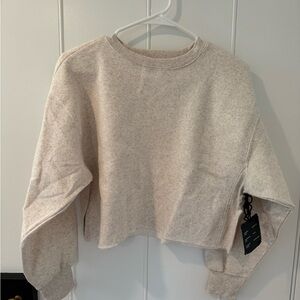 NWT Cropped Heather Tan Crewneck